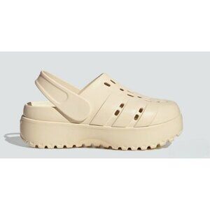 Adidas Adilette Platform Clogs Wonder White Women’s Size 10 Comfort Slip On